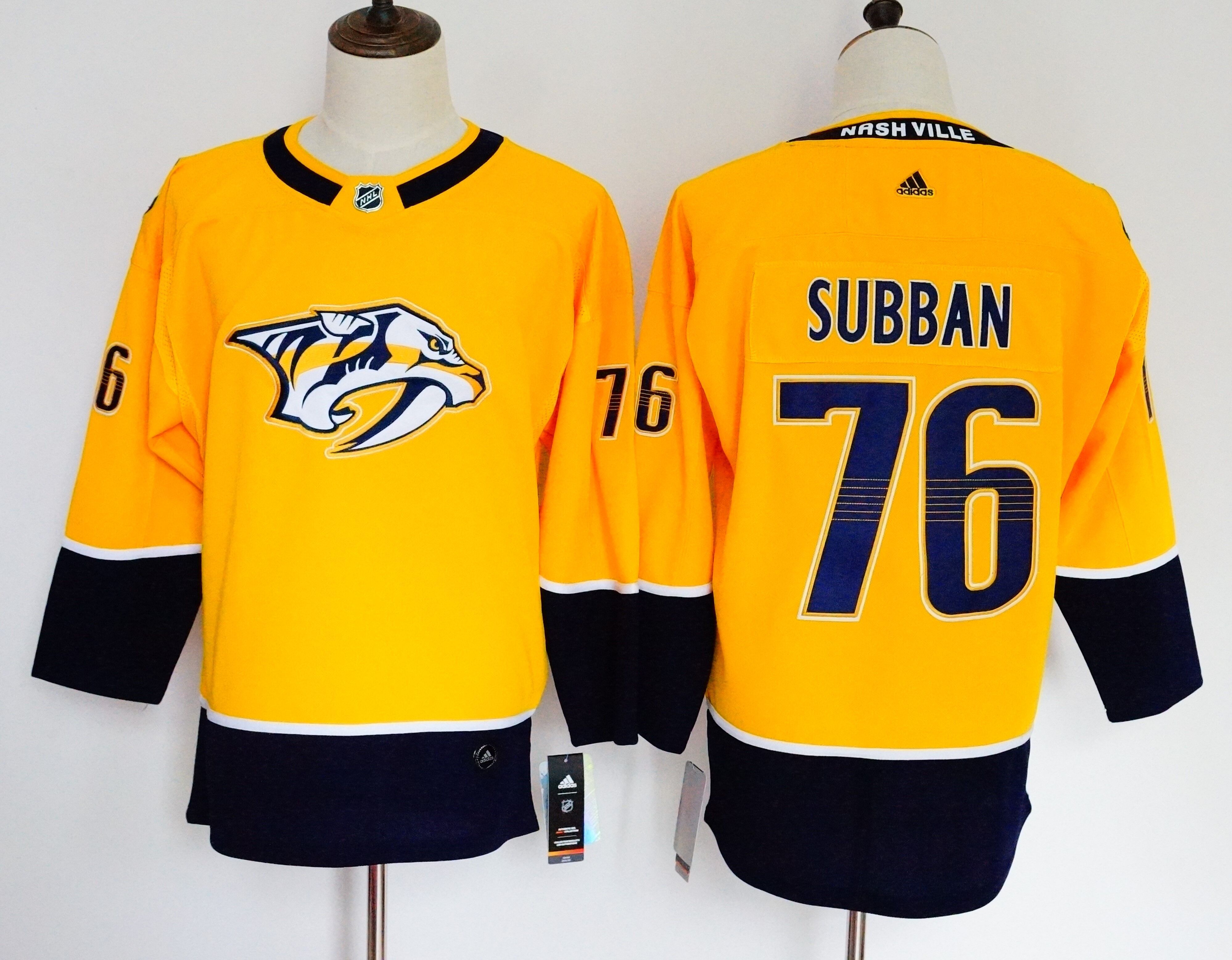 Women Nashville Predators #76 Subban Yellow Hockey Stitched Adidas NHL Jerseys